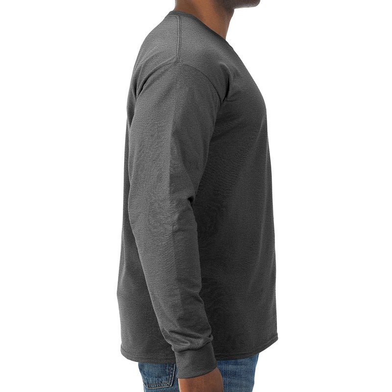 Jerzees Men's Dri-Power Cotton Blend Long Sleeve Tees, Moisture Wicking, Odor Protection, UPF 30+, Sizes S-3X, Black Heather, Large - Image 2